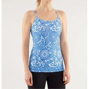 lululemon athletica Blue and White Floral Strappy Tank Top